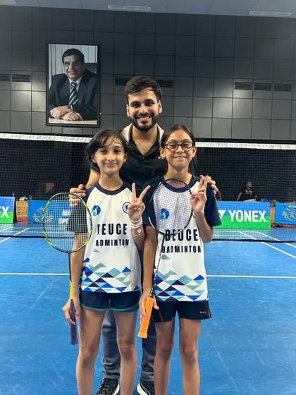 With my bronze-medalist doubles team, Arshiya and Samaira. Their teamwork and coordination were excellent throughout the tournament.
