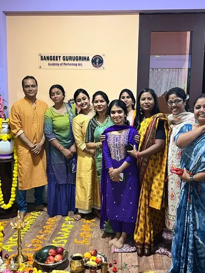 A group photo of our gurus and students during the Guru Purnima celebration, a day filled with gratitude and respect.