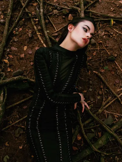 From our jungle expedition editorial for Mind Magazine. This shot uses the natural environment, with the model lying among tree roots, to create a raw and powerful fashion image.