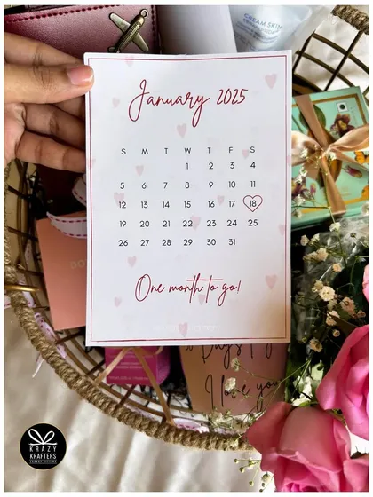 A custom calendar card marking the special date, adding another layer of personalization to the countdown hamper.