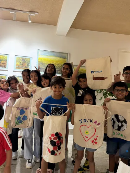 The best party favor is one you make yourself. At this birthday party, each child painted their own custom tote bag, showing off designs from footballs to flowers.