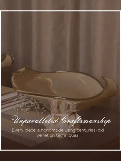 Unparalleled craftsmanship is the hallmark of my Murano Collection. This image highlights a handmade Venetian glass bowl, a piece of art that embodies centuries-old techniques and timeless beauty.