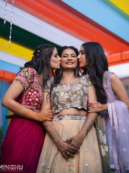A gorgeous bride surrounded by her equally stunning bridesmaids and friends. I created looks for the whole group, ensuring everyone felt beautiful and confident for the celebrations.