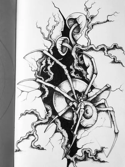 A progress shot of the skeletal spider.
