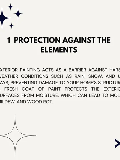 The primary benefit of exterior paint is protection. It acts as a barrier against moisture, UV rays, and temperature changes, preventing structural issues like wood rot and mold.