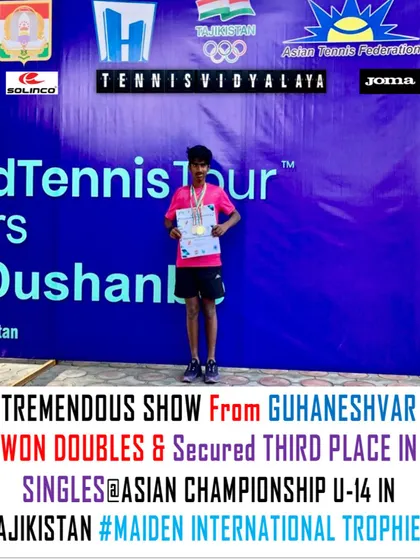 Tremendous show from Guhaneshwar, winning doubles and securing third place in singles at the Asian Championship U-14 in Tajikistan.