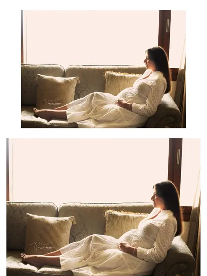 Relaxing on the sofa, dreaming of the future. Lifestyle maternity photography is about capturing the real, everyday magic of waiting for your baby.