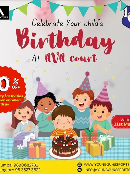 Our special offer! Celebrate your child's birthday at the amazing AVA Court and get a discount on our party activities.