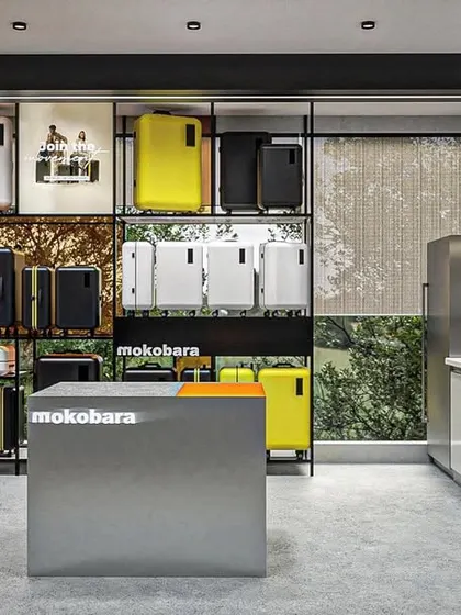 Another view of the Mokobara concept store, featuring a small pantry area. We believe the retail experience should be immersive, and small comforts can make customers feel that their journey begins right in the store.