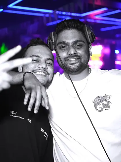 A black and white shot with a fellow artist, capturing the camaraderie and mutual respect we share for the craft.