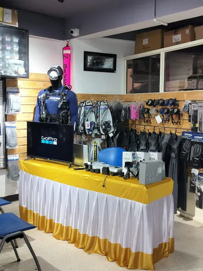 The full presentation table at our GoPro demo event. We had all the latest gear on display for attendees to see and handle firsthand.