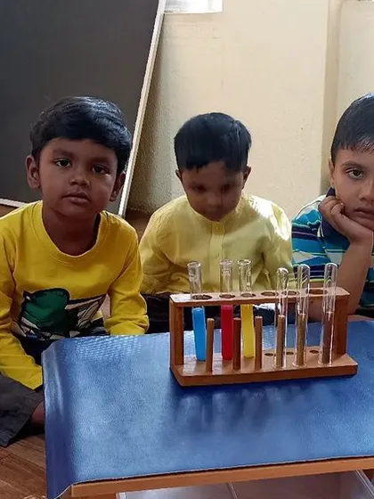 A collection of images from our various science experiments, where children get to be little scientists, exploring concepts like chemical reactions and color theory through hands-on play.