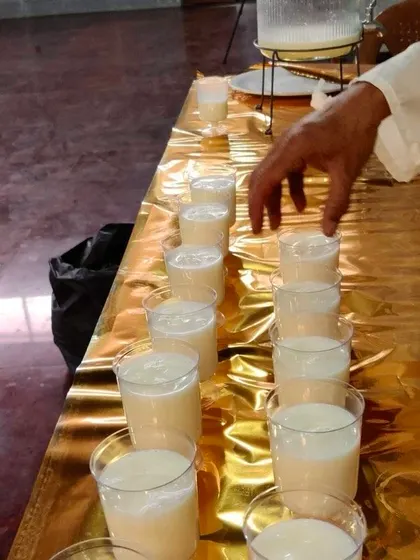 Our staff serving a refreshing Litchi Milkshake as a welcome drink. We ensure your guests are well taken care of from the moment they arrive.