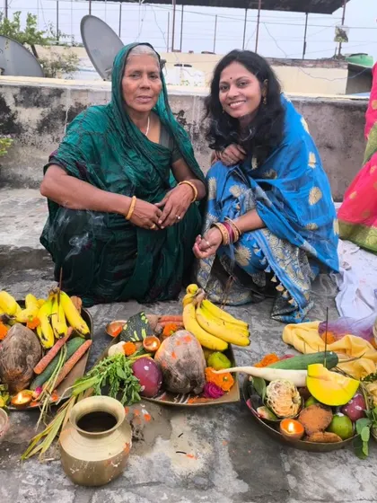 This is a very personal and special picture for me, with my mother during Chhath Puja. The traditions and recipes she taught me are the foundation of Khat Mitthi. It is her legacy of purity and taste that I share with you.