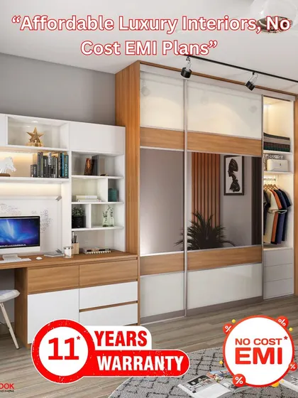 We make luxury affordable with our no-cost EMI plans. This bedroom study unit demonstrates how you can achieve a high-end, functional space without financial strain, all backed by our 11-year warranty.