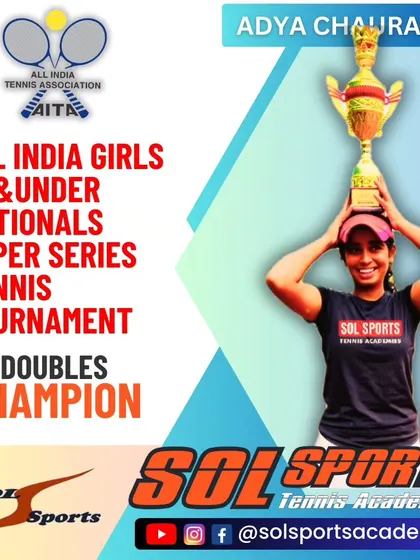 We congratulate Adya Chaurasia on winning the doubles trophy in the AITA Nationals Super Series for Girls 14 & Under. A fantastic achievement built on teamwork and skill.