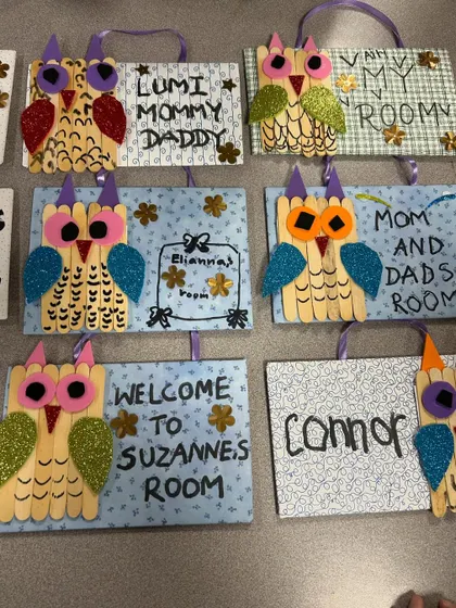 Some very cute and personalized owl nameplates made from popsicle sticks by my 1st graders. A great example of turning simple materials into treasure.