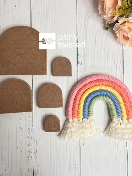Creating perfect rainbow shapes is now super easy with my Rainbow Stencil Set. This set includes five different sizes, helping you make consistent and beautifully curved rainbows for your wall hangings or nursery decor projects.