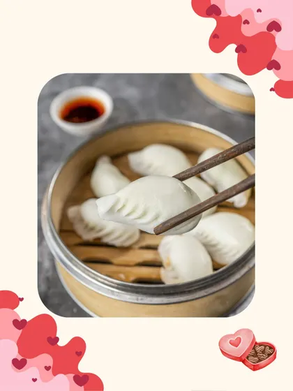 Steamed dimsums are a comforting and delicious way to celebrate your love.