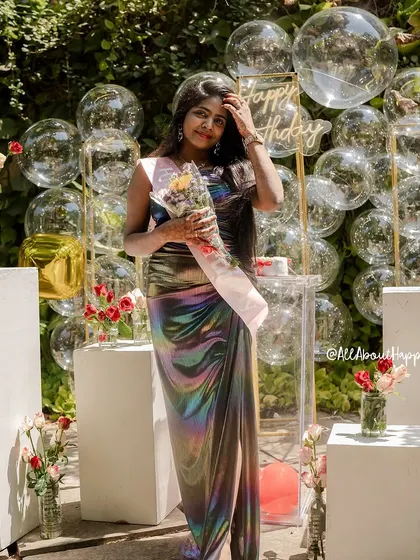 Another beautiful shot of the birthday girl enjoying her special day with our unique bubble decor.