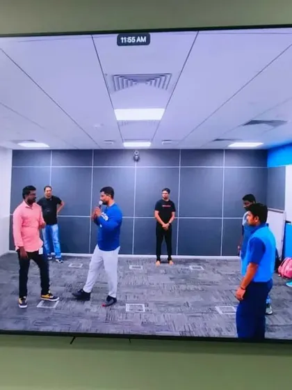 A view of the corporate Tai Chi session on screen, showing how we engage with employees to teach them about this beneficial practice.