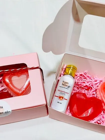 A lovely and simple Valentine's gift set featuring our double heart soap and a mini body lotion. It's a perfect little something to show you care.