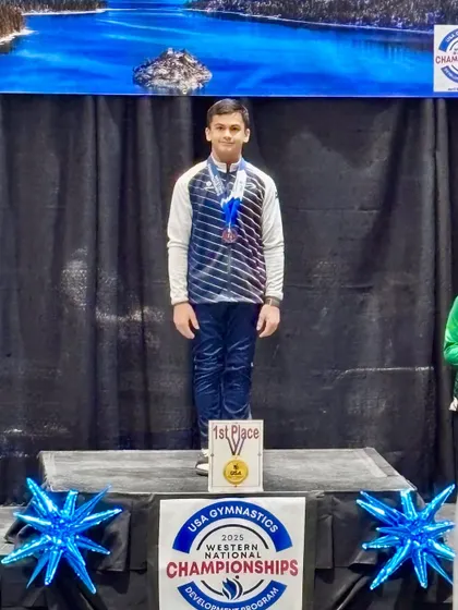We are SO proud of our National Champion! Zachary stands tall on the first-place podium after his incredible performance on the rings. We celebrate every achievement, big and small, on the path to success.