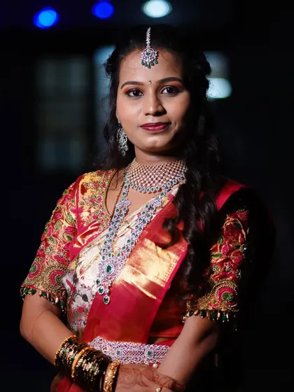 Another shot of my happy client. The sparkle of the CZ jewellery is evident even in this candid photo.