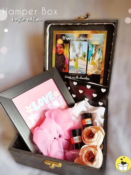 The "Bestie Edition" hamper is one of my favorites. It’s packed with personal photos, a "Love Your Self" frame, and other goodies to make her feel cherished.