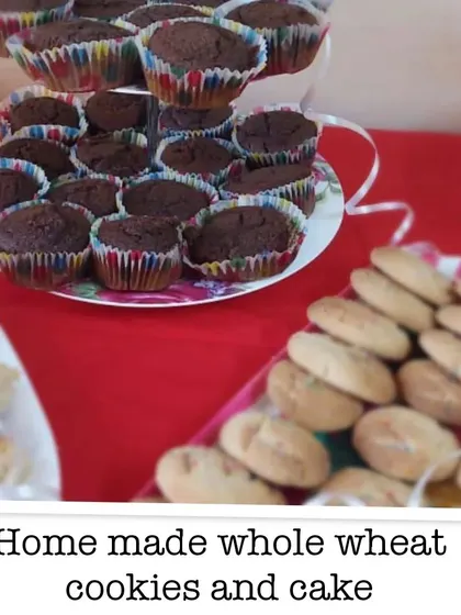 Homemade whole wheat cookies and cakes for our party. We love providing healthy treats.