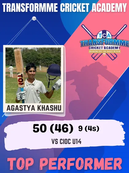 Agastya Khashu's half-century in the Summer Carnival U-14 tournament.