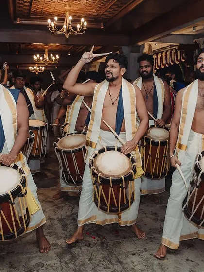 The energy of the Chenda Melam drummers is infectious. Incorporating vibrant cultural traditions like this is key to creating an authentic and unforgettable wedding experience for everyone involved.