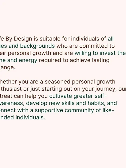 Our retreats are for anyone committed to personal growth, regardless of your background or where you are on your journey. It's about your willingness to invest the time and energy in yourself.