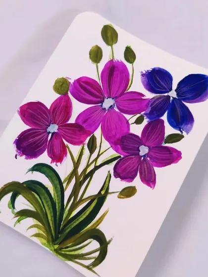 A study of purple and blue flowers, focusing on shape and form.