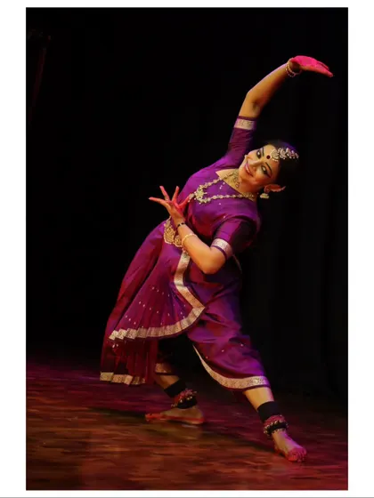 A graceful, flowing pose from Sandhya Udupa's recital.