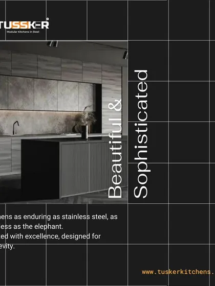 This kitchen in a sophisticated grey stone finish proves that steel kitchens can be both beautiful and enduring. The design creates a timeless, monolithic look that is perfect for a modern, minimalist home.