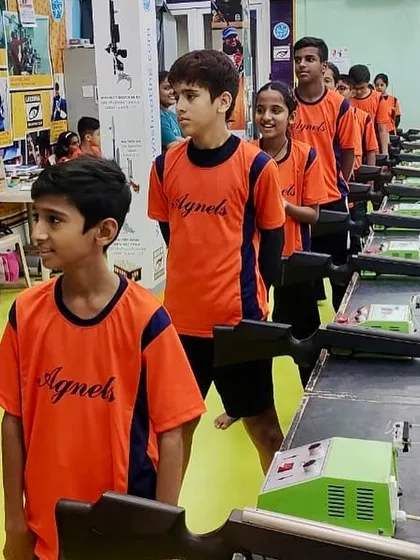 Young shooters from the Agnels batch line up at the range, ready for their turn. This shows the organized and structured nature of my camp sessions, ensuring every child gets proper attention.