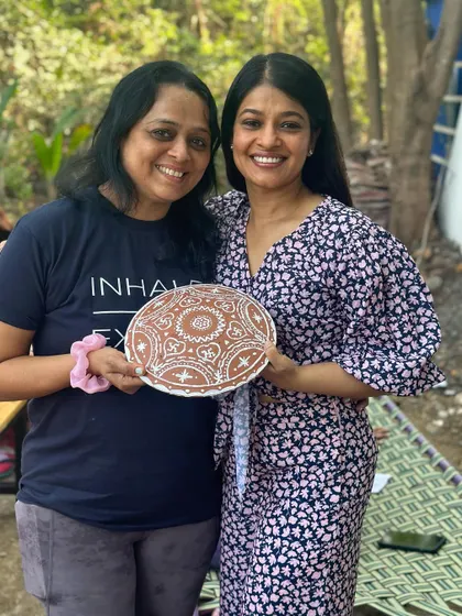 Two more happy artists from our retreat. It's amazing to see what you can create when you let go of expectations.