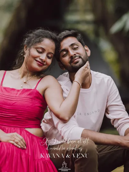 A close-up, intimate portrait of a couple from their pre-wedding shoot, capturing a moment of quiet affection.