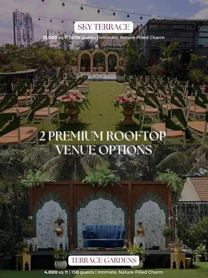 A side-by-side comparison of our two premium rooftop venue options, the Sky Terrace and the Terrace Garden.
