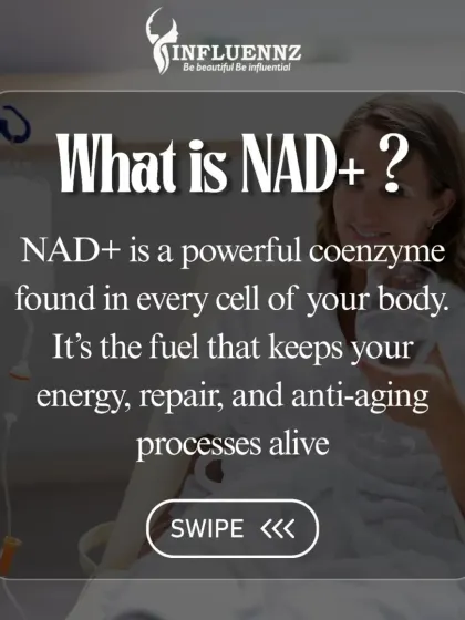 This graphic explains the science behind NAD+, a powerful coenzyme found in every cell. It is the essential fuel for your body's energy, repair, and anti-aging functions.