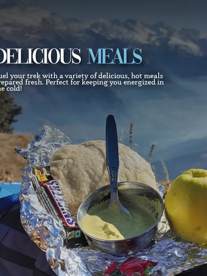 Delicious meals to fuel your trek. We provide a variety of hot, fresh meals to keep you energized in the cold, like this simple and satisfying packed lunch.