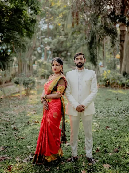 A traditional, posed portrait of the couple. This style of photography is important for creating classic heirlooms that will be cherished by the family for generations.