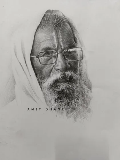 Another version of the pencil portrait, showing the depth that can be achieved with careful shading and attention to detail.
