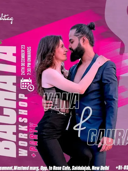 The official announcement for our Christmas Eve special Bachata workshop and party. We love creating unique events that bring our community together to celebrate and learn.