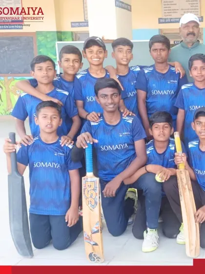 The victorious U-14 Boys’ Tennis Cricket Team from Somaiya Vidya Mandir Laxmiwadi after winning the DSO Tournaments championship.