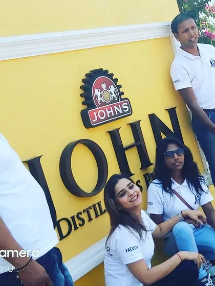 Our team during an industrial visit to the John's Distilleries, home of the famous Paul John whisky.