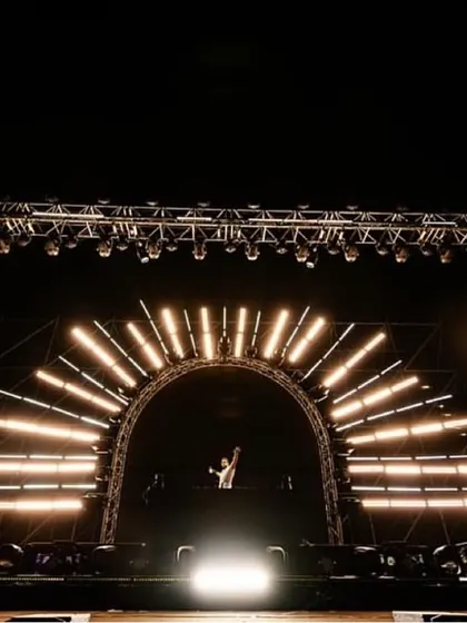 A wide shot of Zedd's impressive stage setup for the Telos India Tour. The clean, architectural lighting design is a hallmark of the high-quality production I deliver.