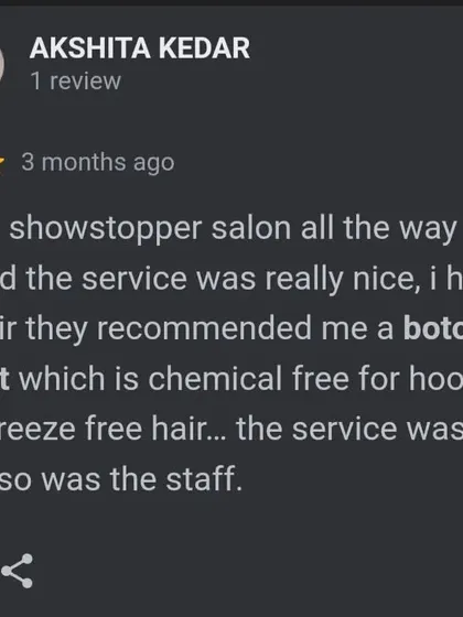 A client from Powai praises our recommendation of a chemical-free Botox treatment for her frizzy hair, loving the natural, straight, and freeze-free result.