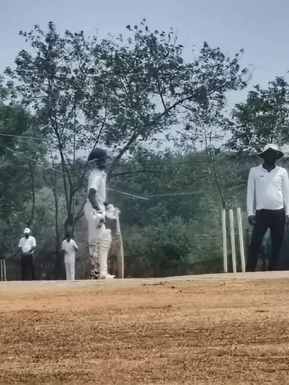 A match in progress during the Hyderabad tour, with players in position on the field.